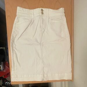 Ann Taylor White Knee Length Jean Skirt